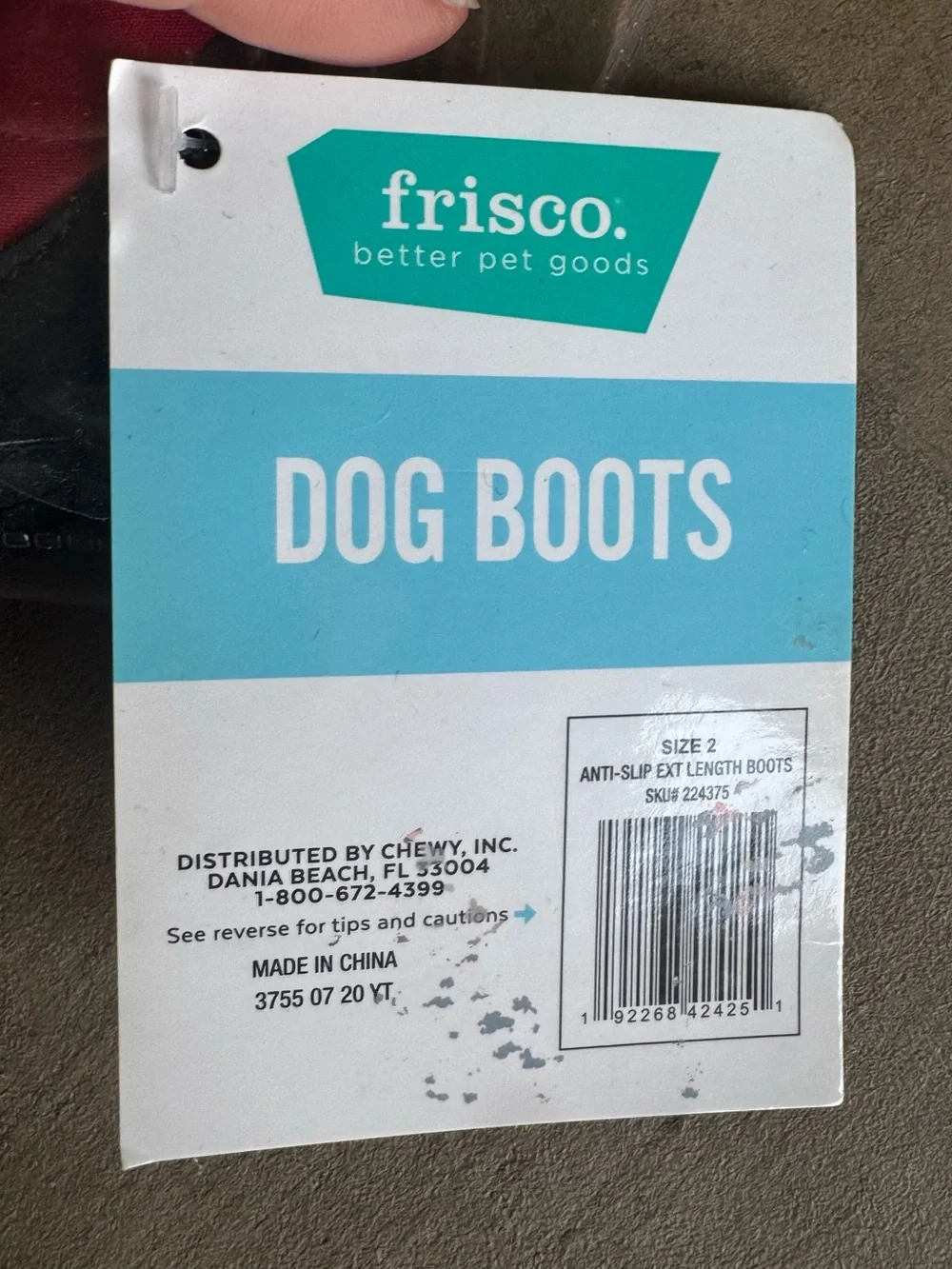 Frisco Red & Black Dog Boots - 4 Pack Size 2